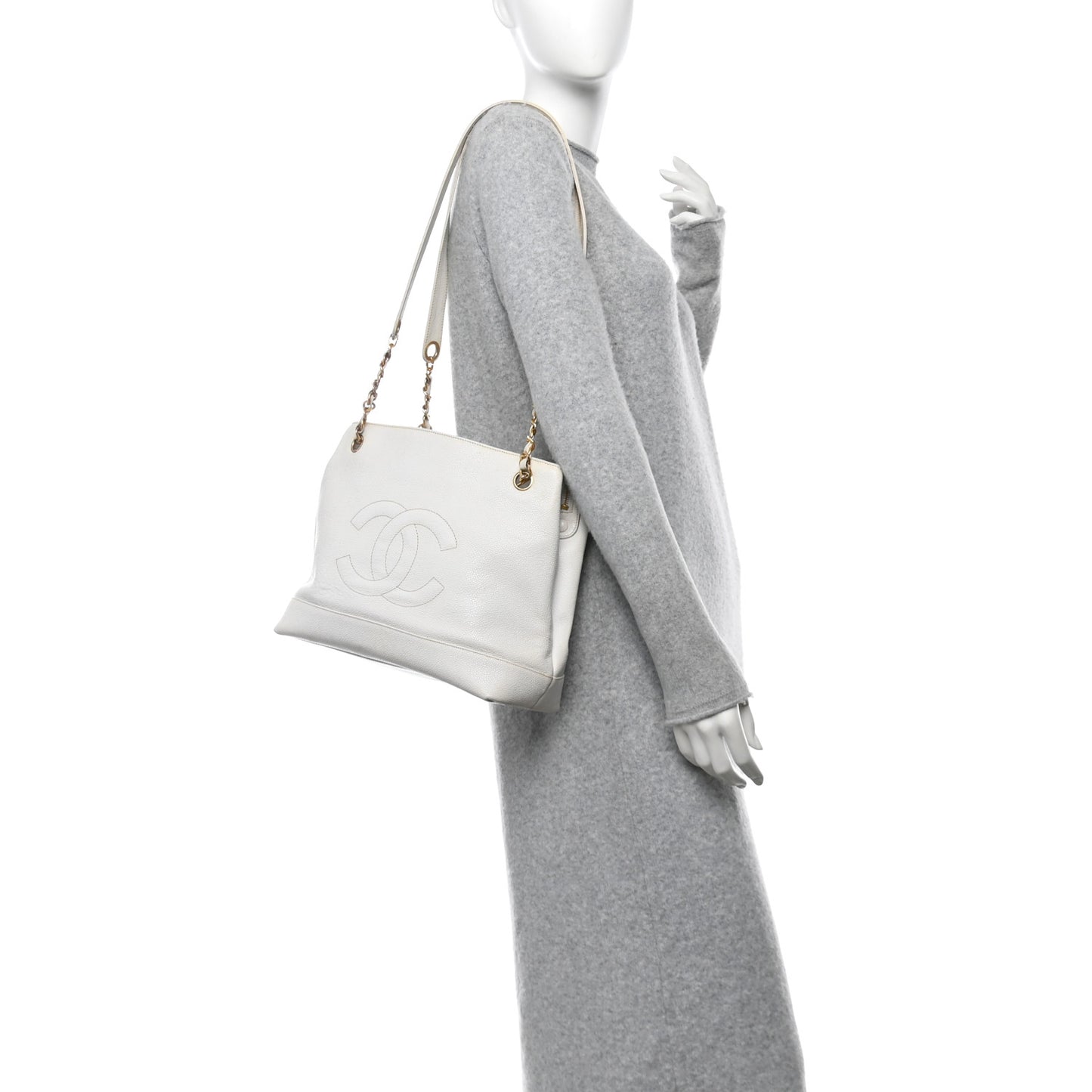 Caviar CC Shoulder Bag White