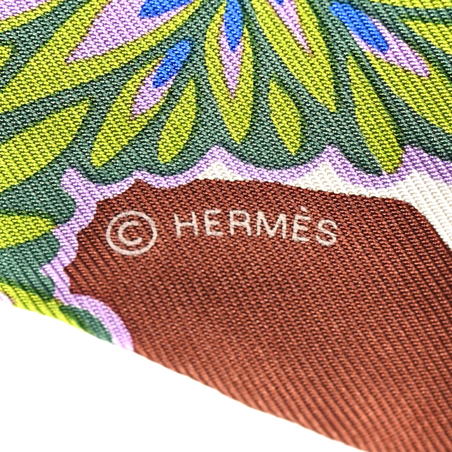 Hermes Silk The Three Graces Twilly Bleu Vert Marron 4 of 4