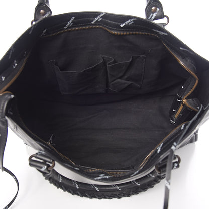 Balenciaga Veau Allover Logo Classic Hardware City Black White 5 of 12