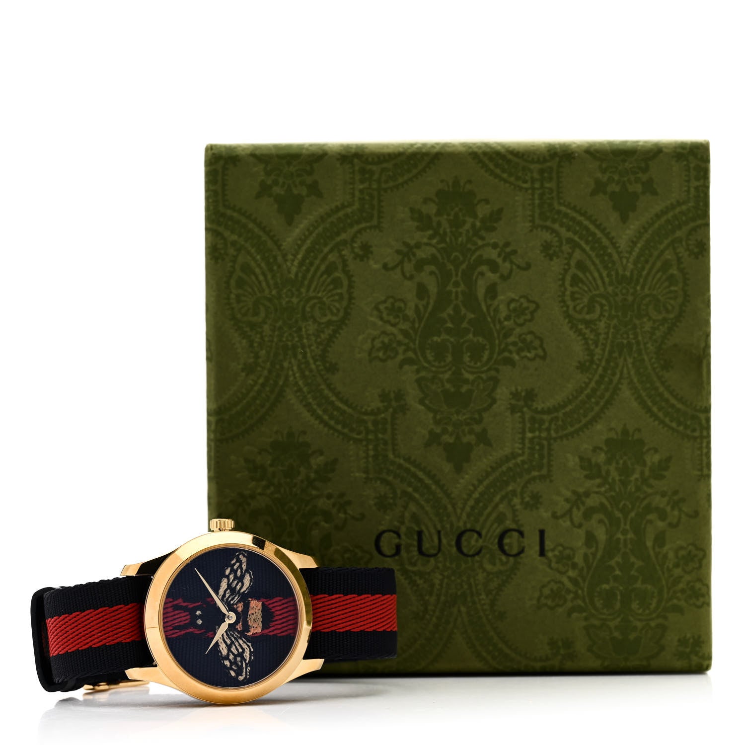 Gucci Stainless Steel Nylon 38mm Le Marche Des Merveilles Bee Quartz Watch Navy 5 of 5