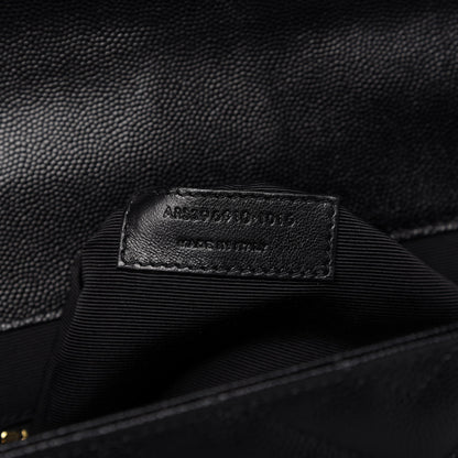 Saint Laurent Grain De Poudre Matelasse Chevron Large Monogram Satchel Black 8 of 9