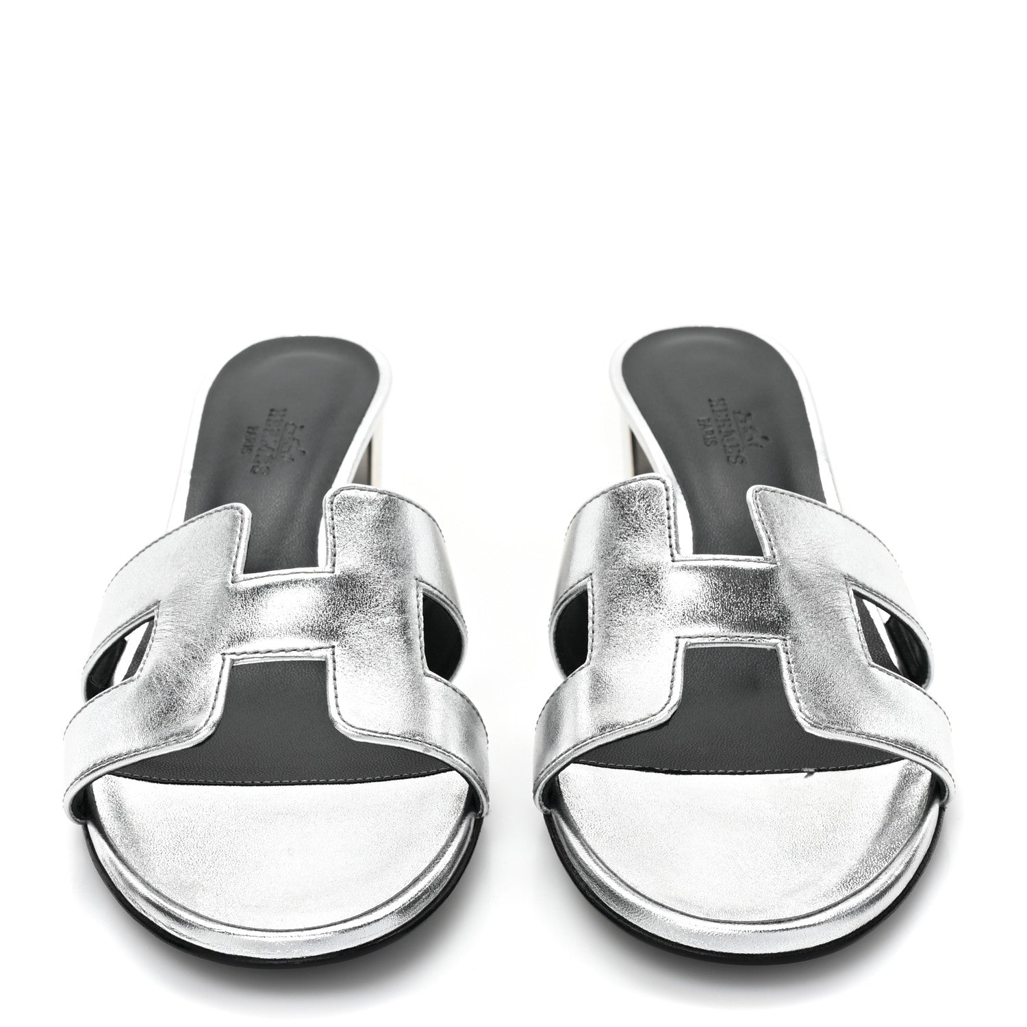 Hermes Metallic Nappa Oasis Sandals 37.5 Gris Argente 2 of 10