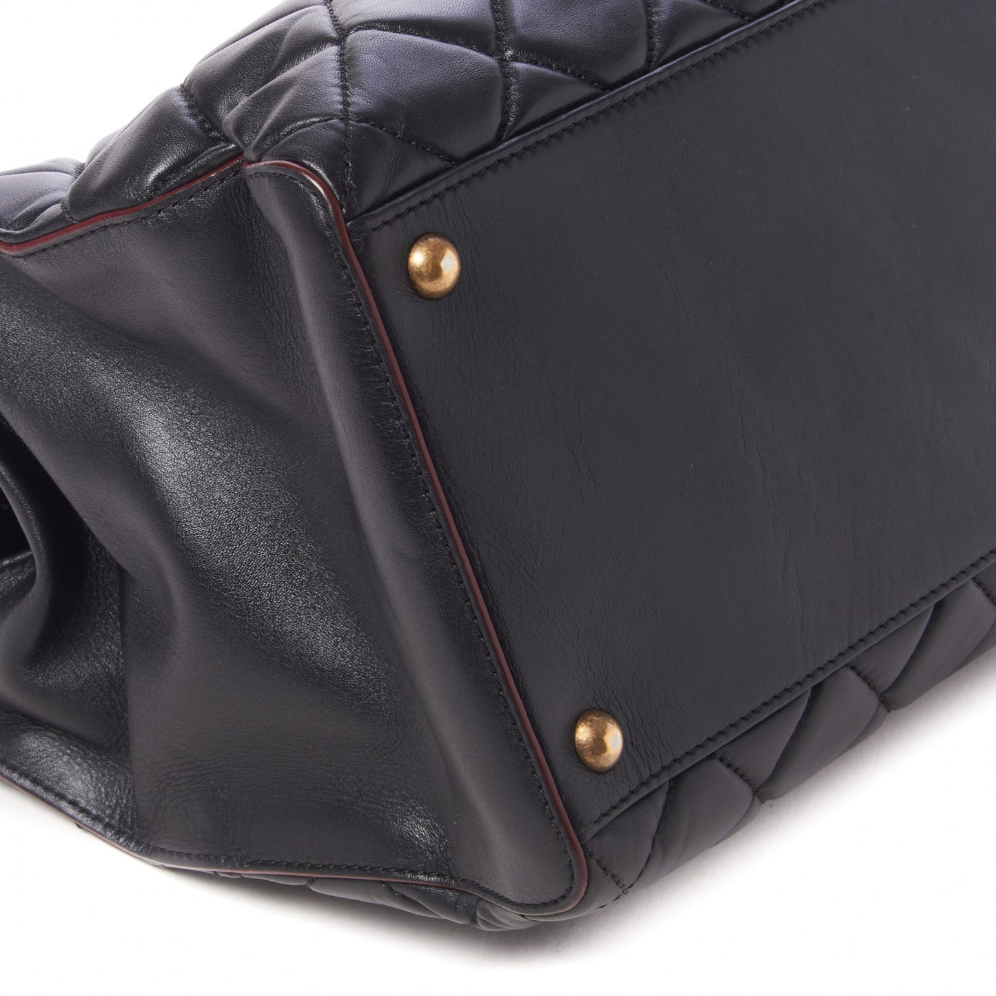 Calfskin Quilted Large Shopping Tote Black