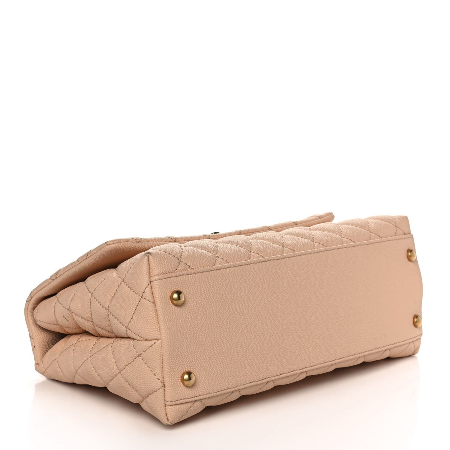 Caviar Quilted Small Coco Handle Flap Beige
