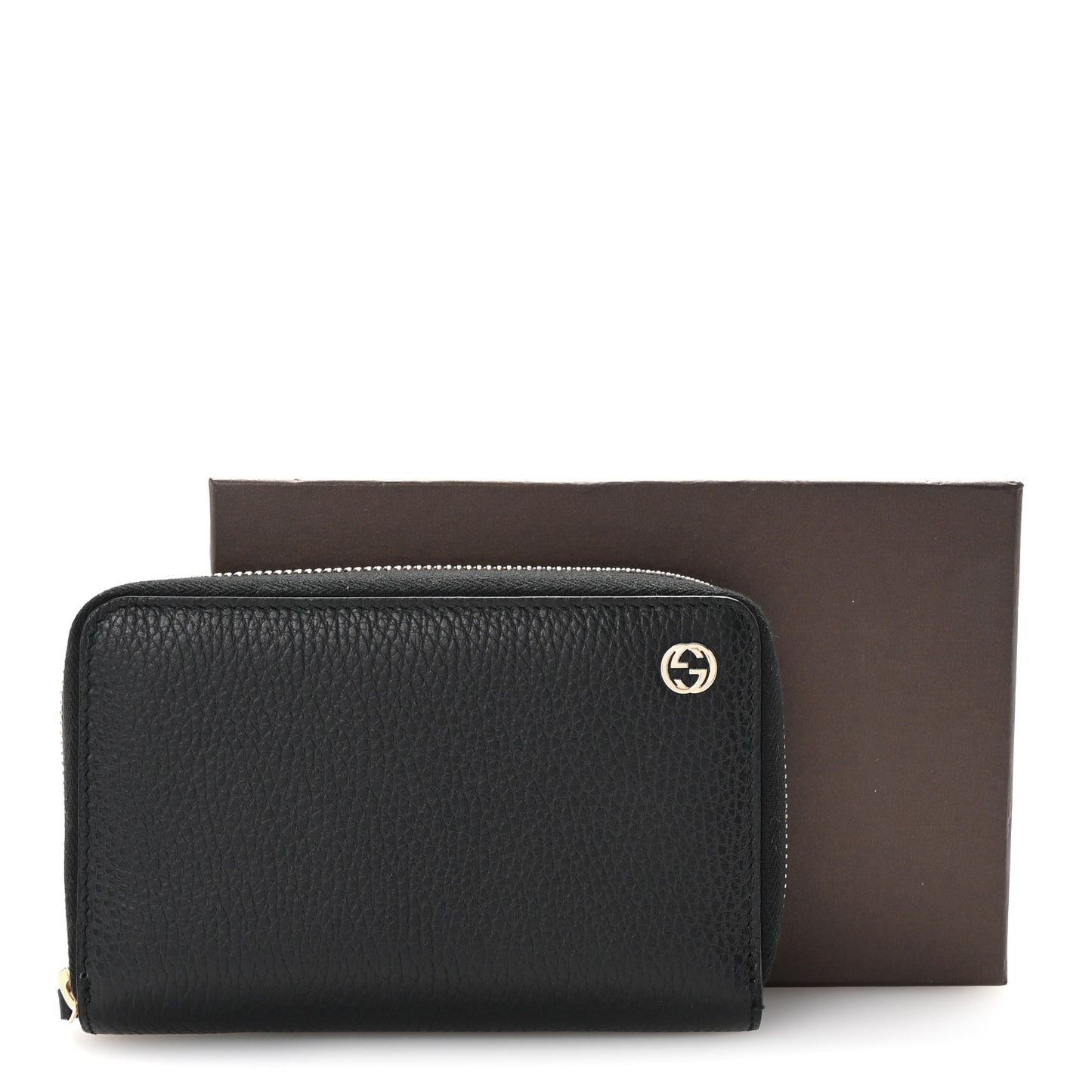 Dollar Calfskin Medium GG Zip Around Wallet Black