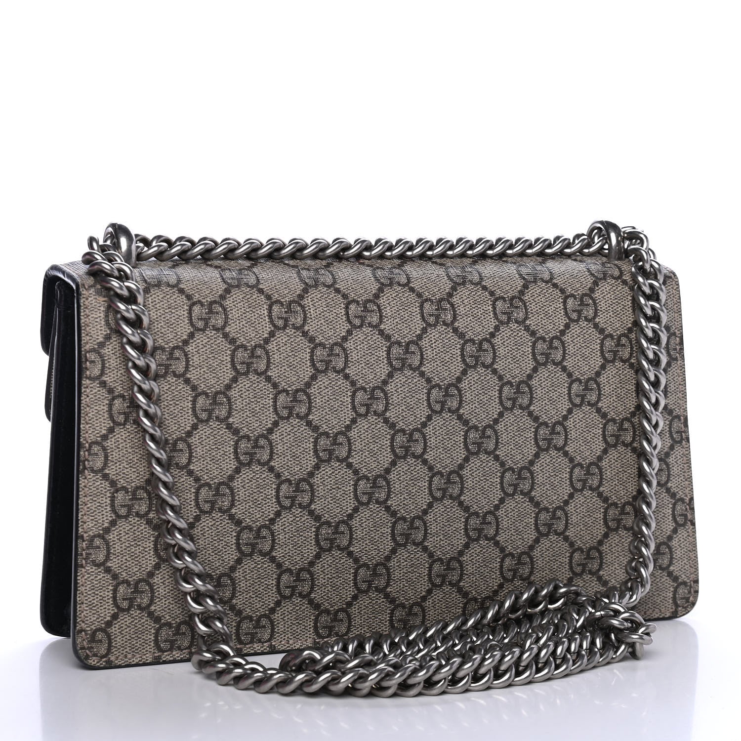 Gucci GG Supreme Monogram Suede Crystal Small Dionysus Shoulder Bag Beige Ebony Black 2 of 6