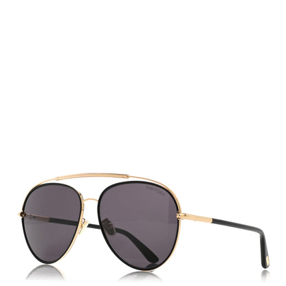 Tom Ford Metal Polarized Aviator Curtis Sunglasses TF748 Gold Black 1 of 7