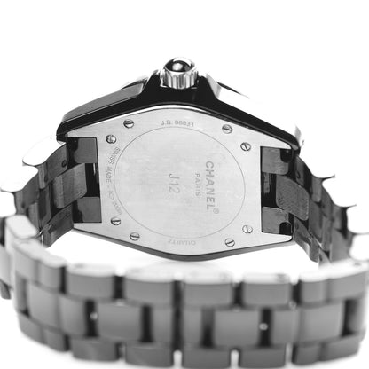 Chanel Stainless Steel Ceramic Diamond 38mm J12 Quartz Watch Black 4 of 5