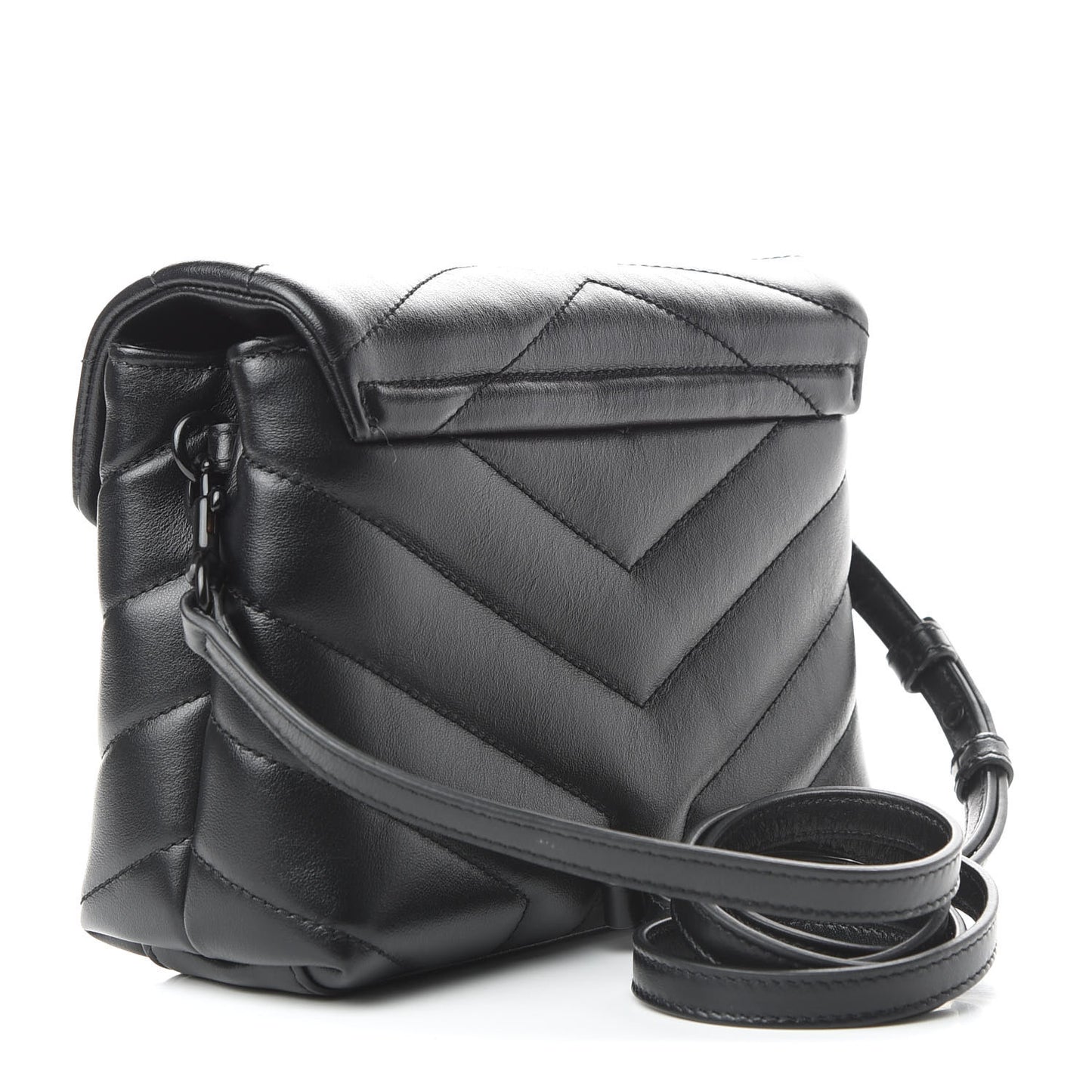 Calfskin Y Quilted Monogram Toy Loulou Crossbody Bag Black