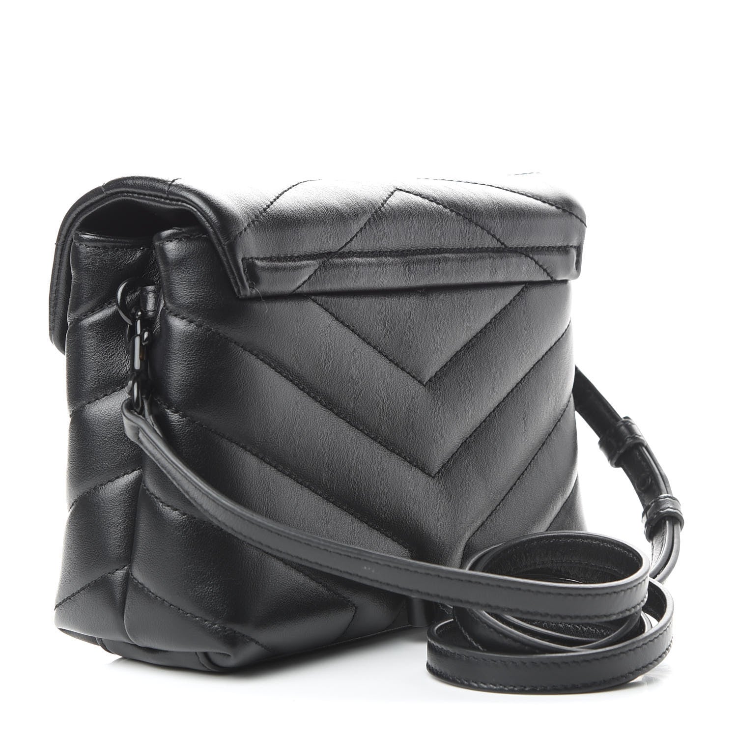 Saint Laurent Calfskin Y Quilted Monogram Toy Loulou Crossbody Bag Black 3 of 10