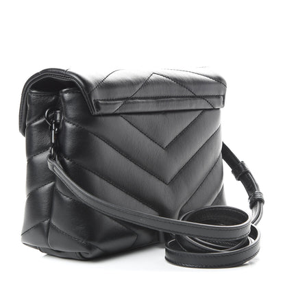 Saint Laurent Calfskin Y Quilted Monogram Toy Loulou Crossbody Bag Black 3 of 10