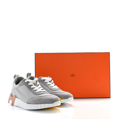 Hermes Air Mesh Suede Goatskin Bouncing Sneakers 38 Gris Temperance 9 of 9