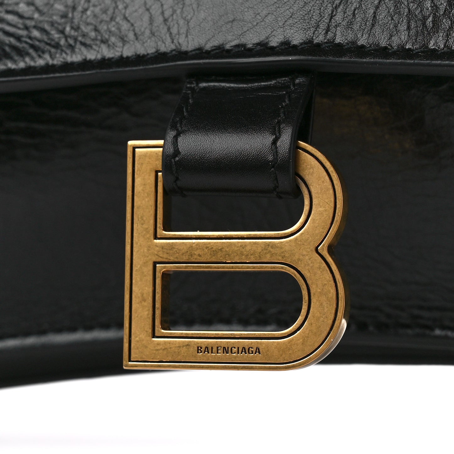 Paper Calfskin Large Crush Sling Bag Black