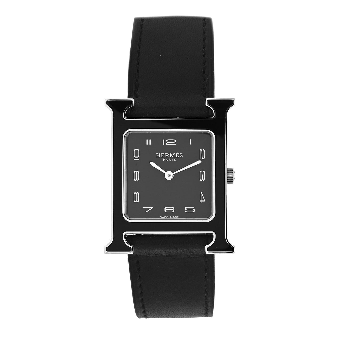 Stainless Steel Barenia Lacquer 26mm Heure H Hour Quartz Watch Noir