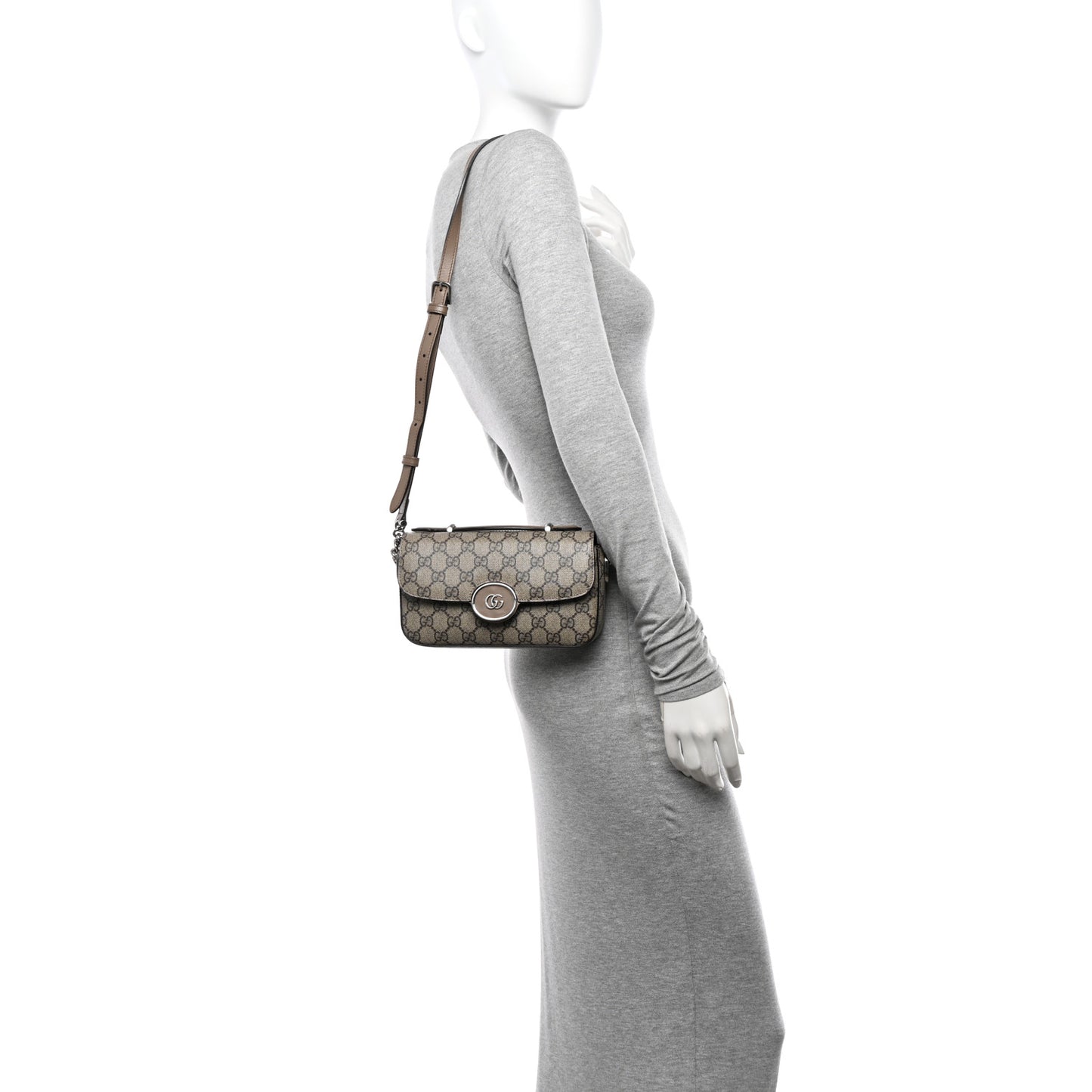 Senna GG Supreme Petite GG Top Handle Shoulder Bag Beige Ebony