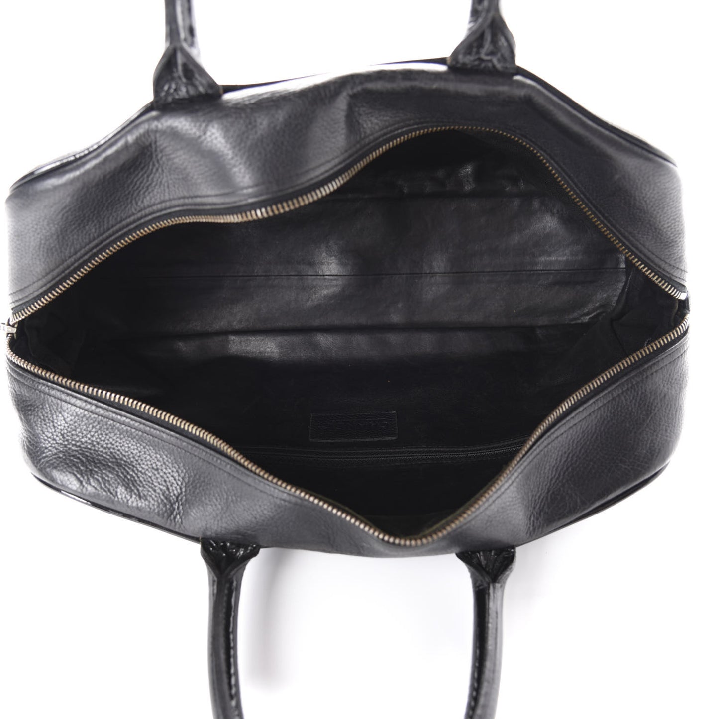 Calfskin Patent Quilted Large Bowler Black