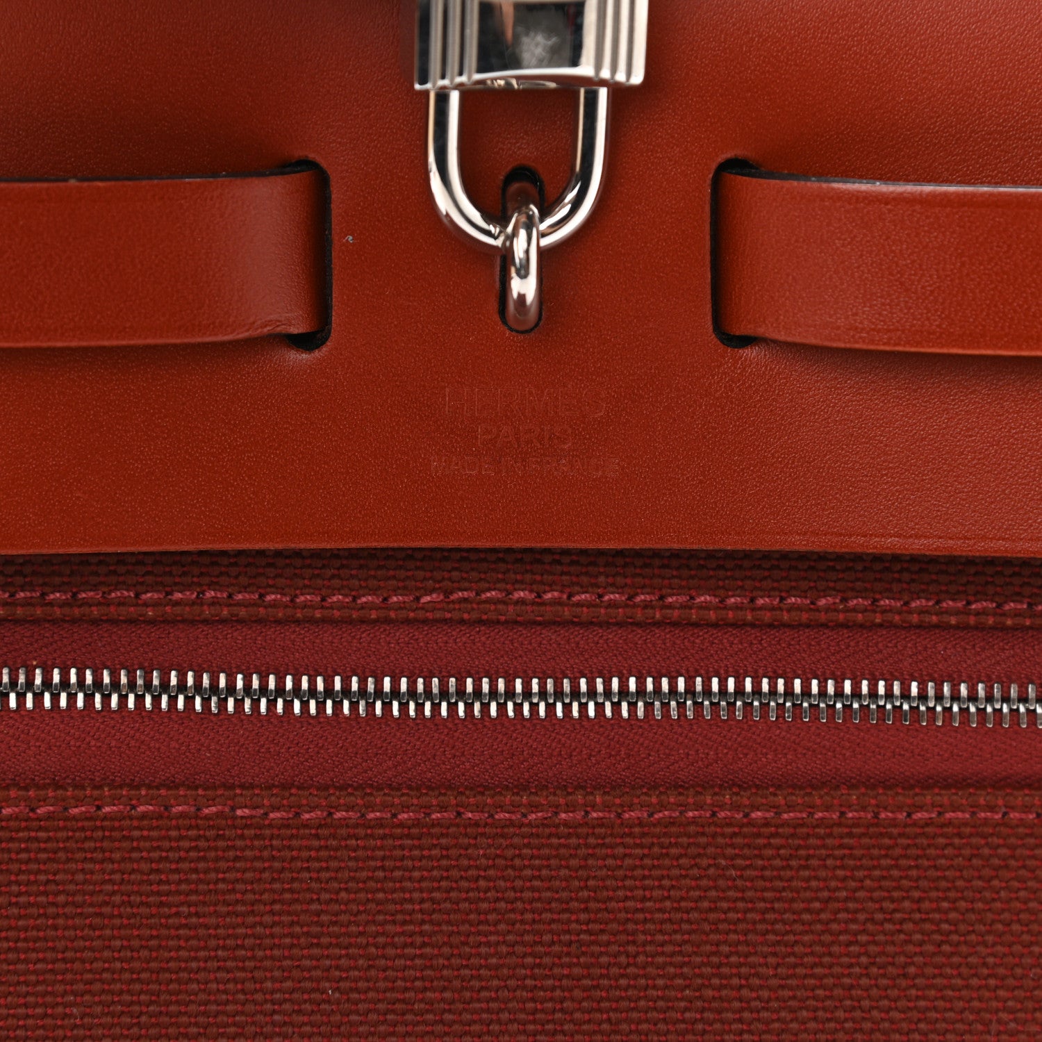 Hermes Military Toile Vache Hunter Herbag Zip PM 31 Rouge H Cuivre 7 of 11