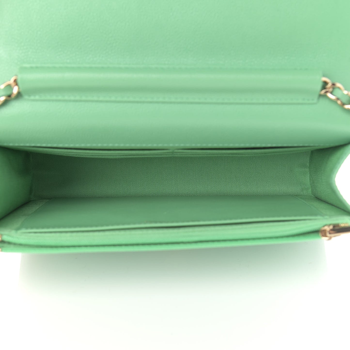 Caviar Quilted Wallet On Chain WOC Light Green