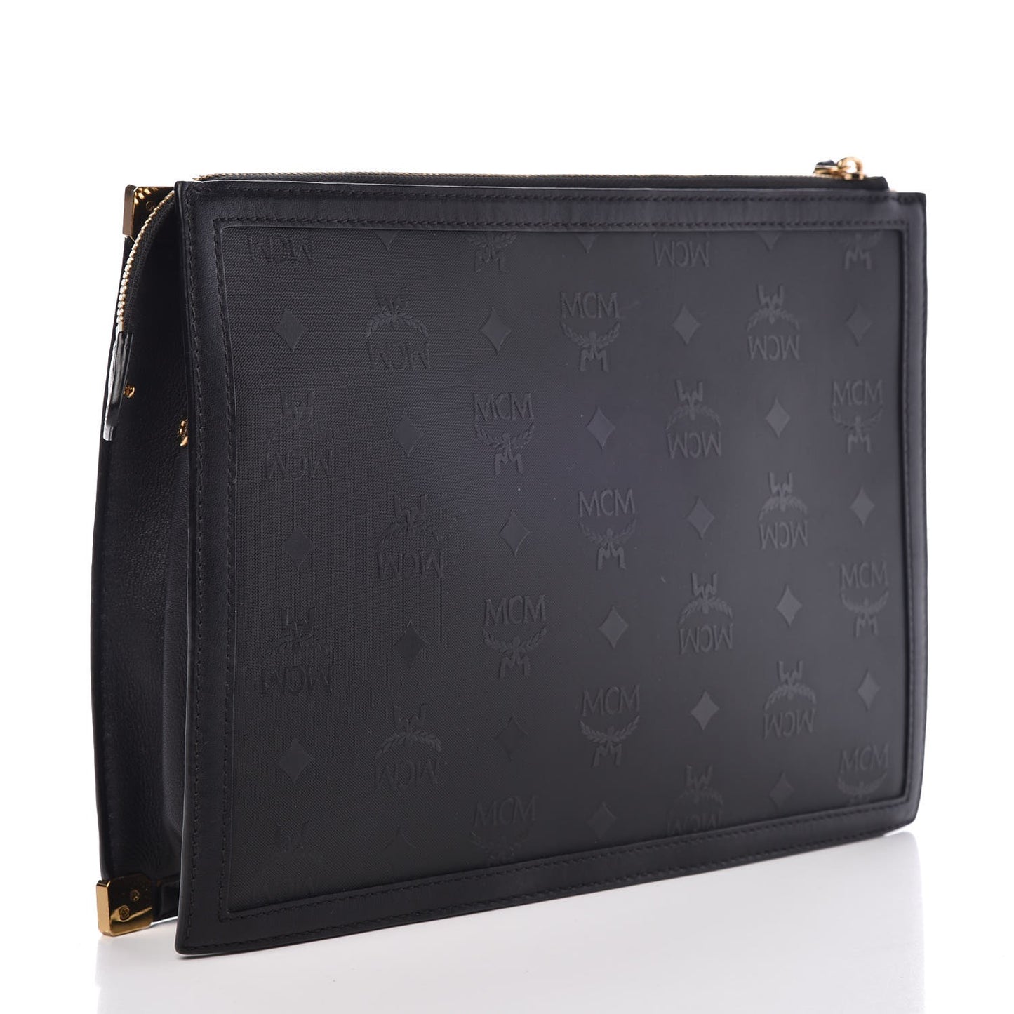 Coated Canvas Studded Pouch Black