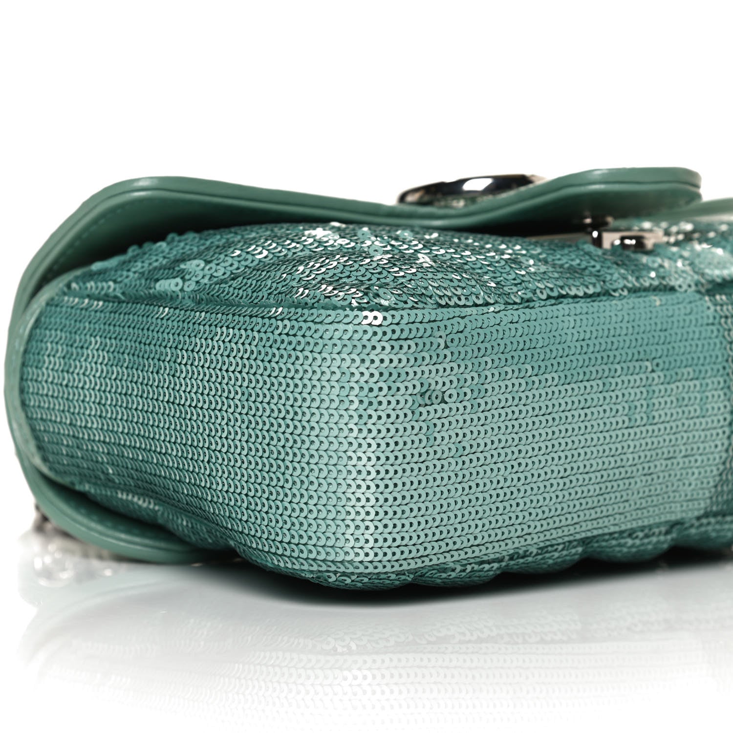 Gucci Sequin Matelasse Diagonal Mini GG Marmont Shoulder Bag Water Green Verde Chiaro Light Water Green 9 of 11