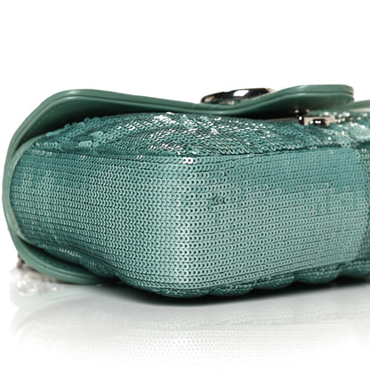Gucci Sequin Matelasse Diagonal Mini GG Marmont Shoulder Bag Water Green Verde Chiaro Light Water Green 9 of 11