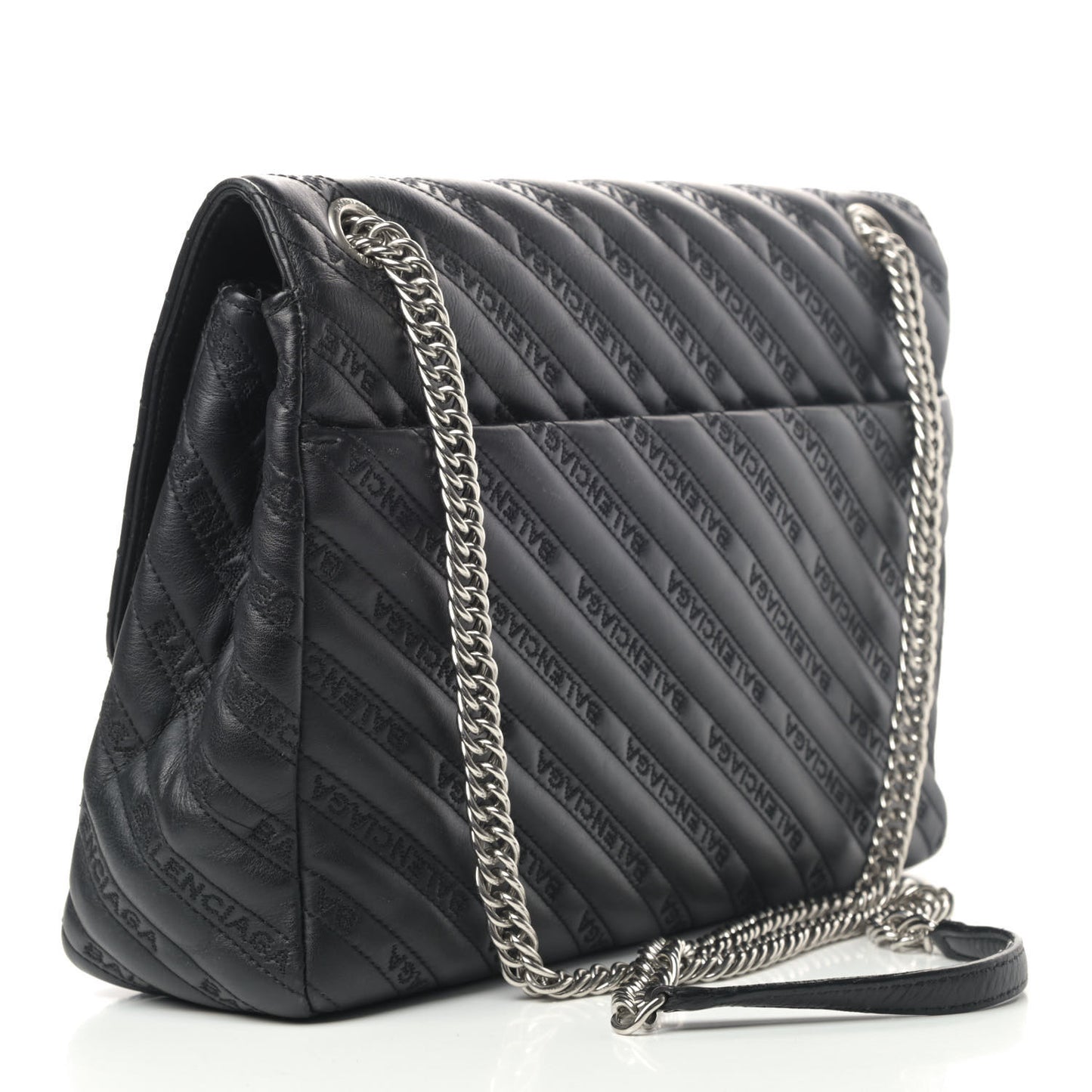 Calfskin Logo Matelasse Large BB Flap Chain Shoulder Bag Black