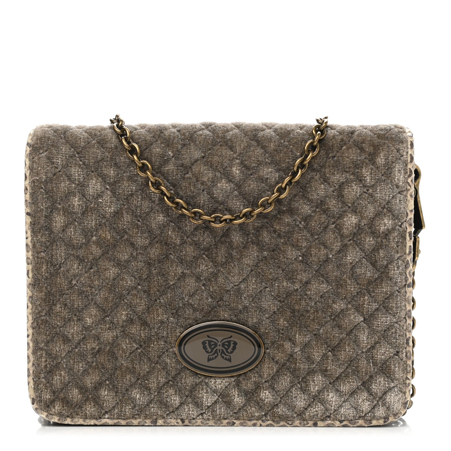 Bottega Veneta Velvet Ayers Intrecciato Butterfly Chain Wallet Mist 1 of 10