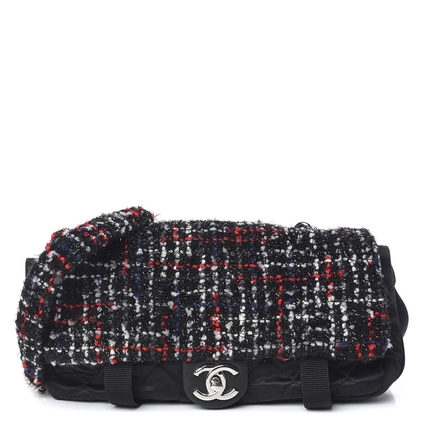 Tweed Nylon Quilted Small Astronaut Essentials Flap Black Red