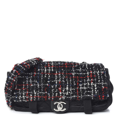 Chanel Tweed Nylon Quilted Small Astronaut Essentials Flap Black Red 1 of 11
