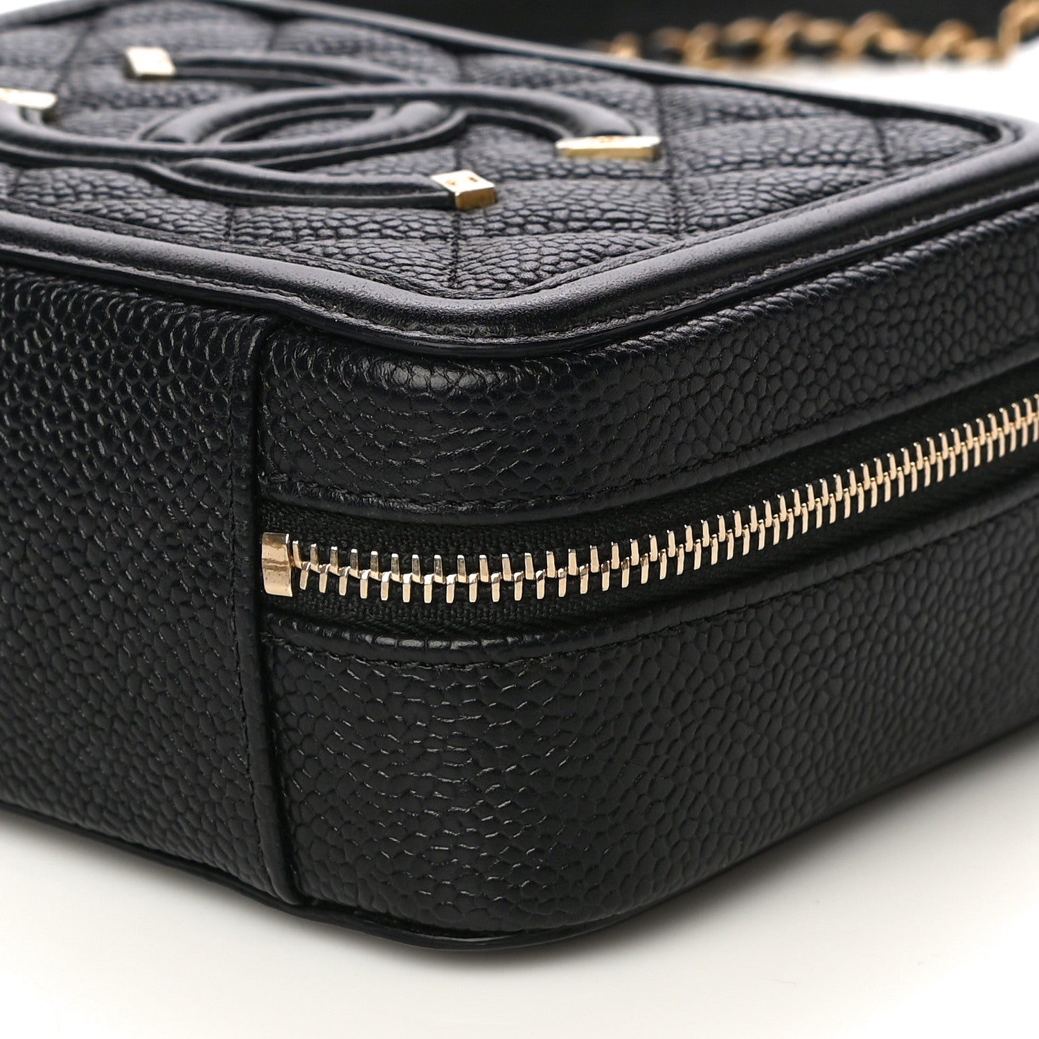 Chanel Caviar Quilted CC Filigree Vanity Clutch With Chain Black 10 of 10