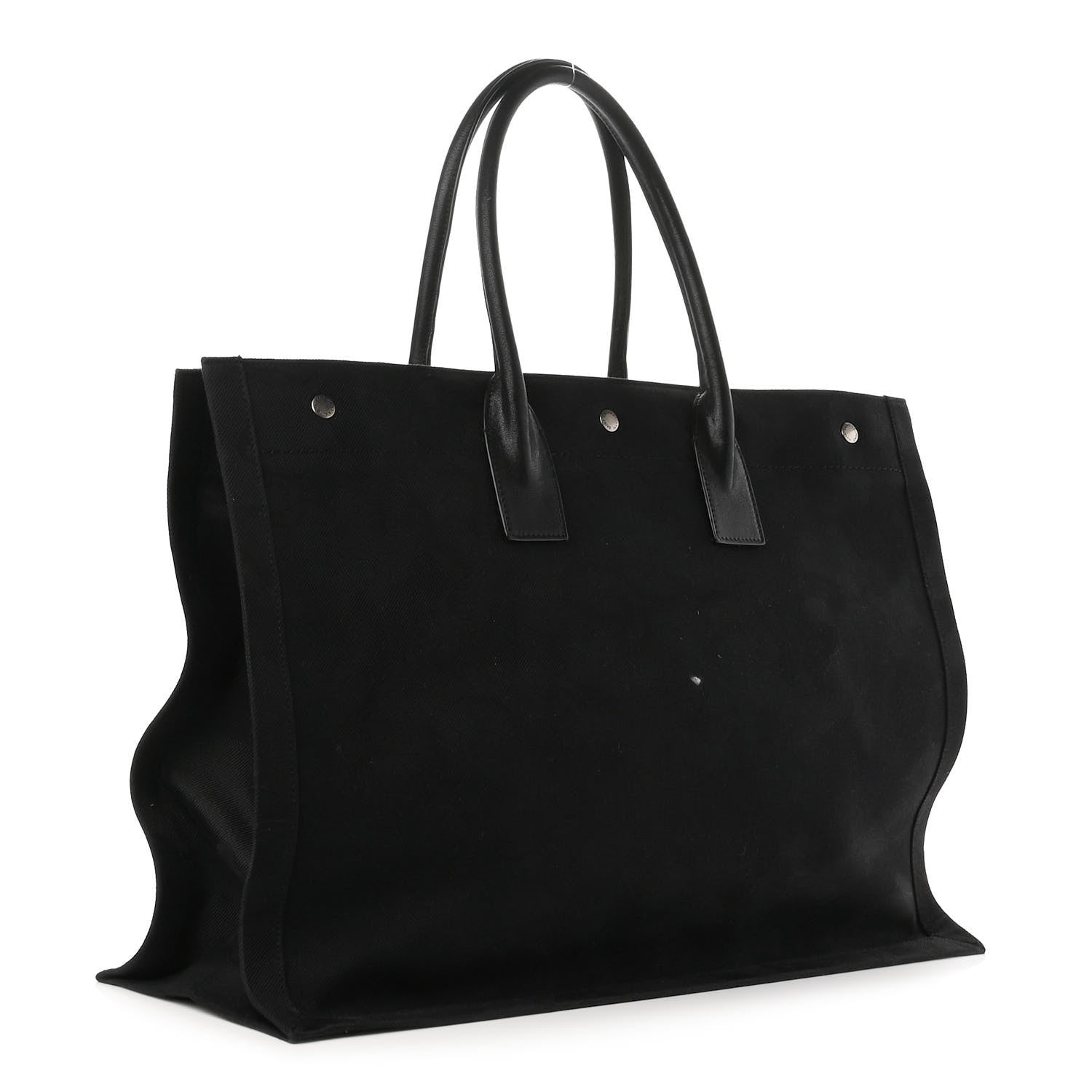 Saint Laurent Linen Calfskin Rive Gauche Tote Black 3 of 8