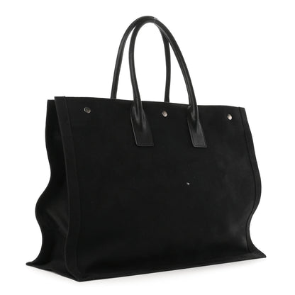 Saint Laurent Linen Calfskin Rive Gauche Tote Black 3 of 8