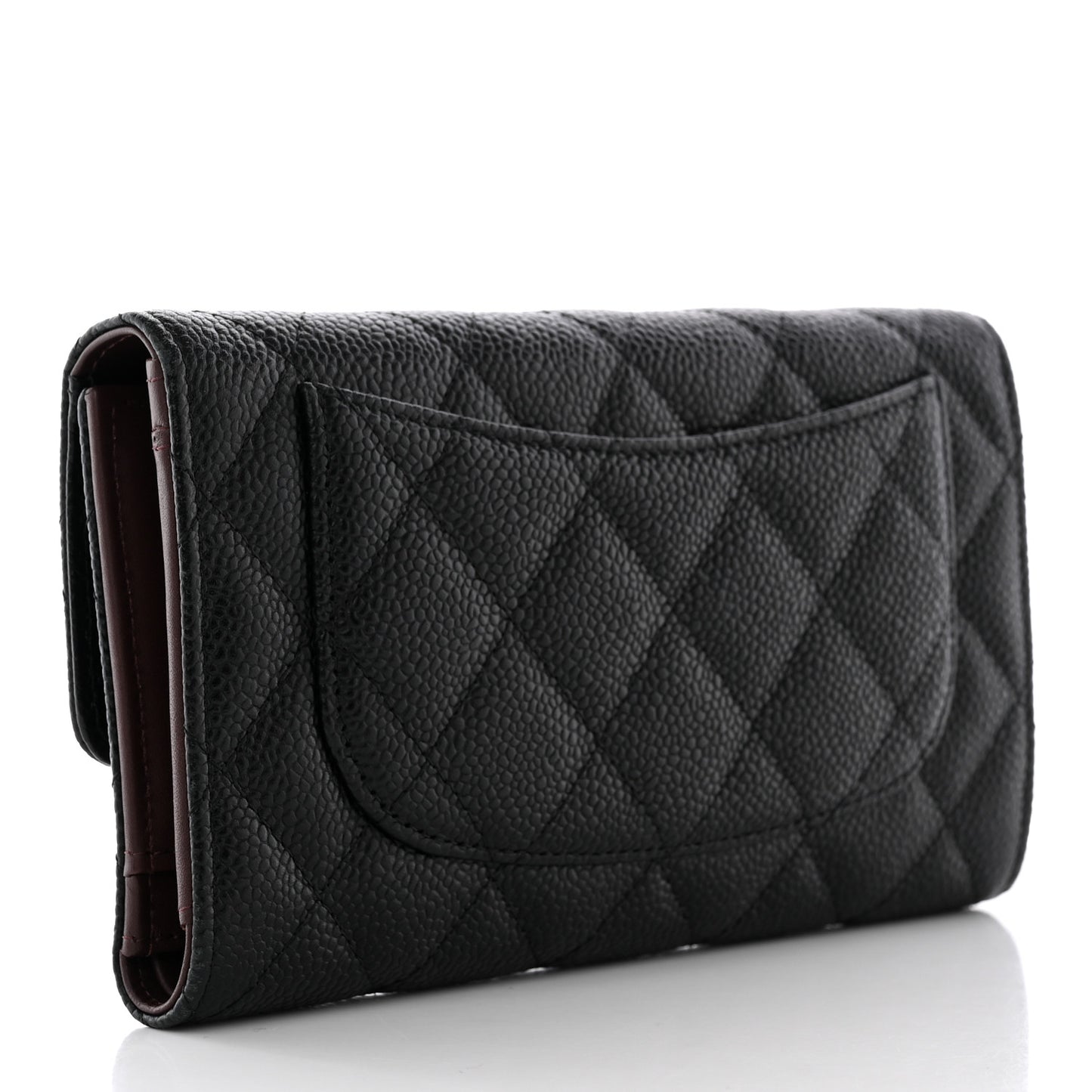 Caviar Quilted Large Flap Wallet Black