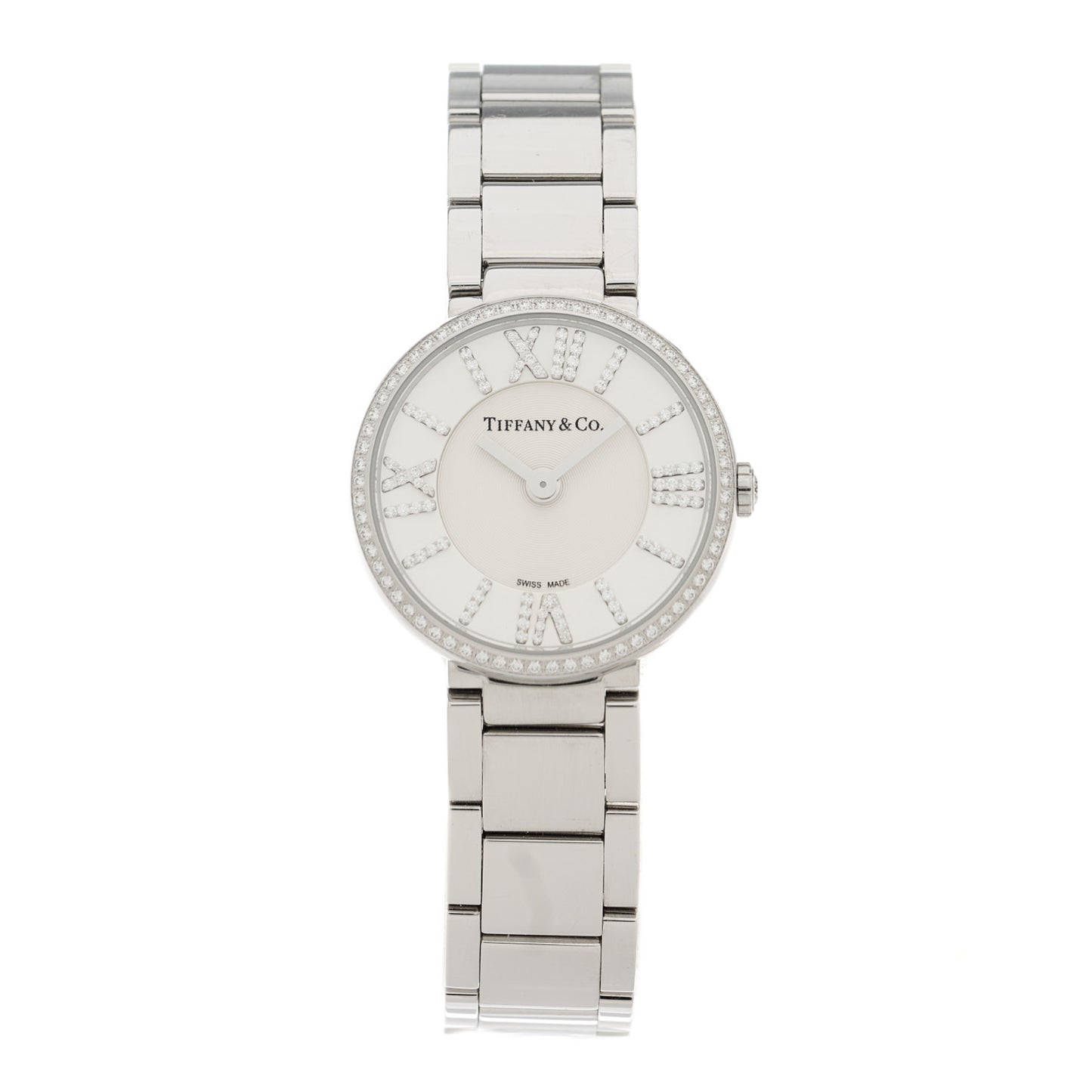 Stainless Steel Diamond Bezel 24mm Atlas 2-Hand Quartz Watch Silver