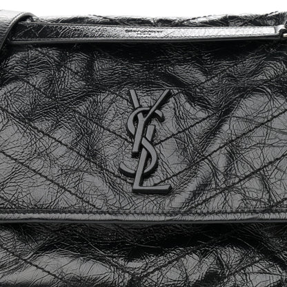 Saint Laurent Crinkled Calfskin Matelasse Monogram Medium Niki Chain Satchel Black 8 of 13
