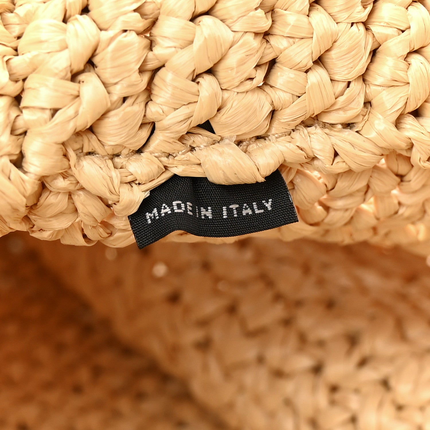 Prada Yarn Raffia Effect Crochet Embroidered Logo Tote Naturale 7 of 10