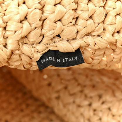 Prada Yarn Raffia Effect Crochet Embroidered Logo Tote Naturale 7 of 10
