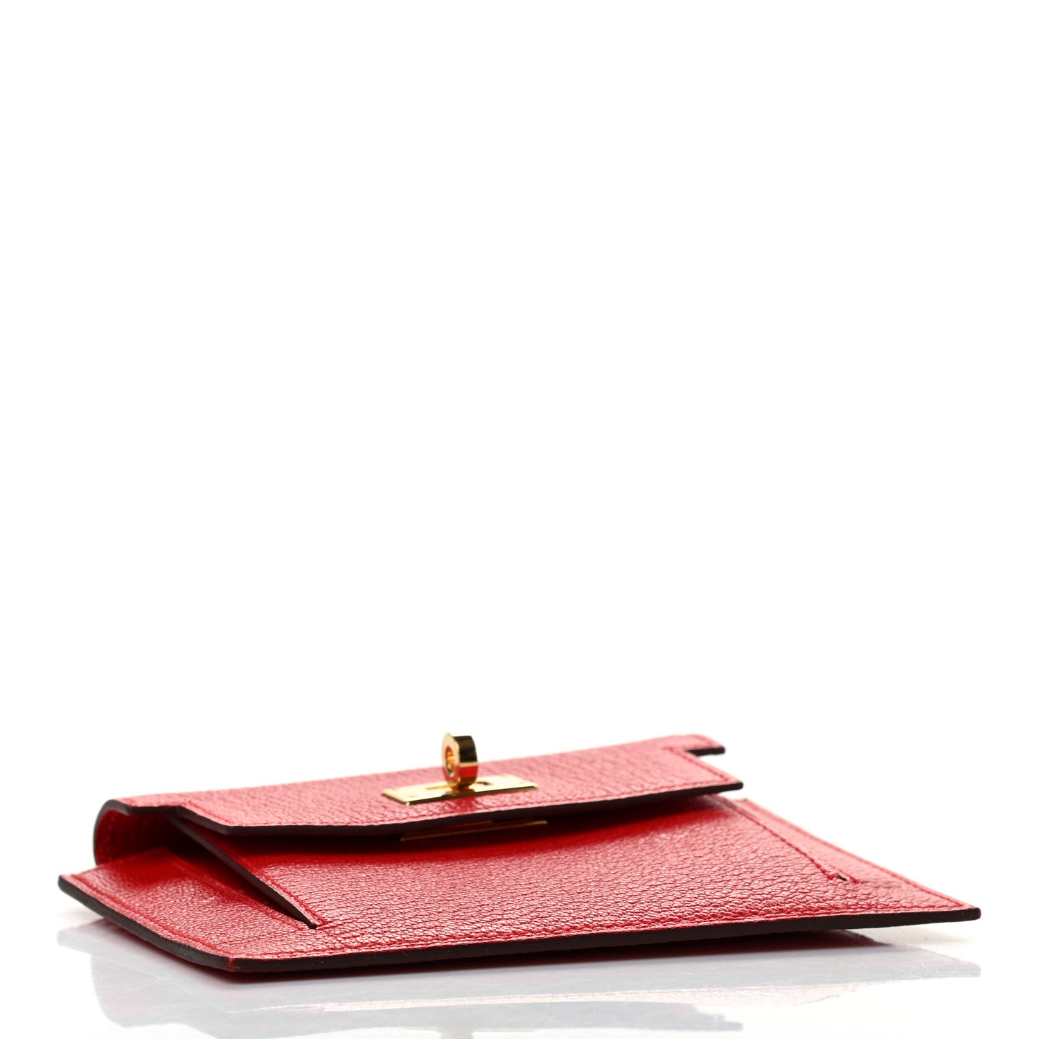 Hermes Chevre Mysore Kelly Pocket Compact Wallet Rouge de Coeur 4 of 7