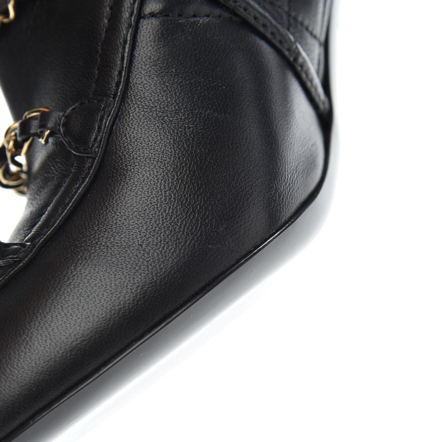 Lambskin Chain CC Short Boots 37.5 Black