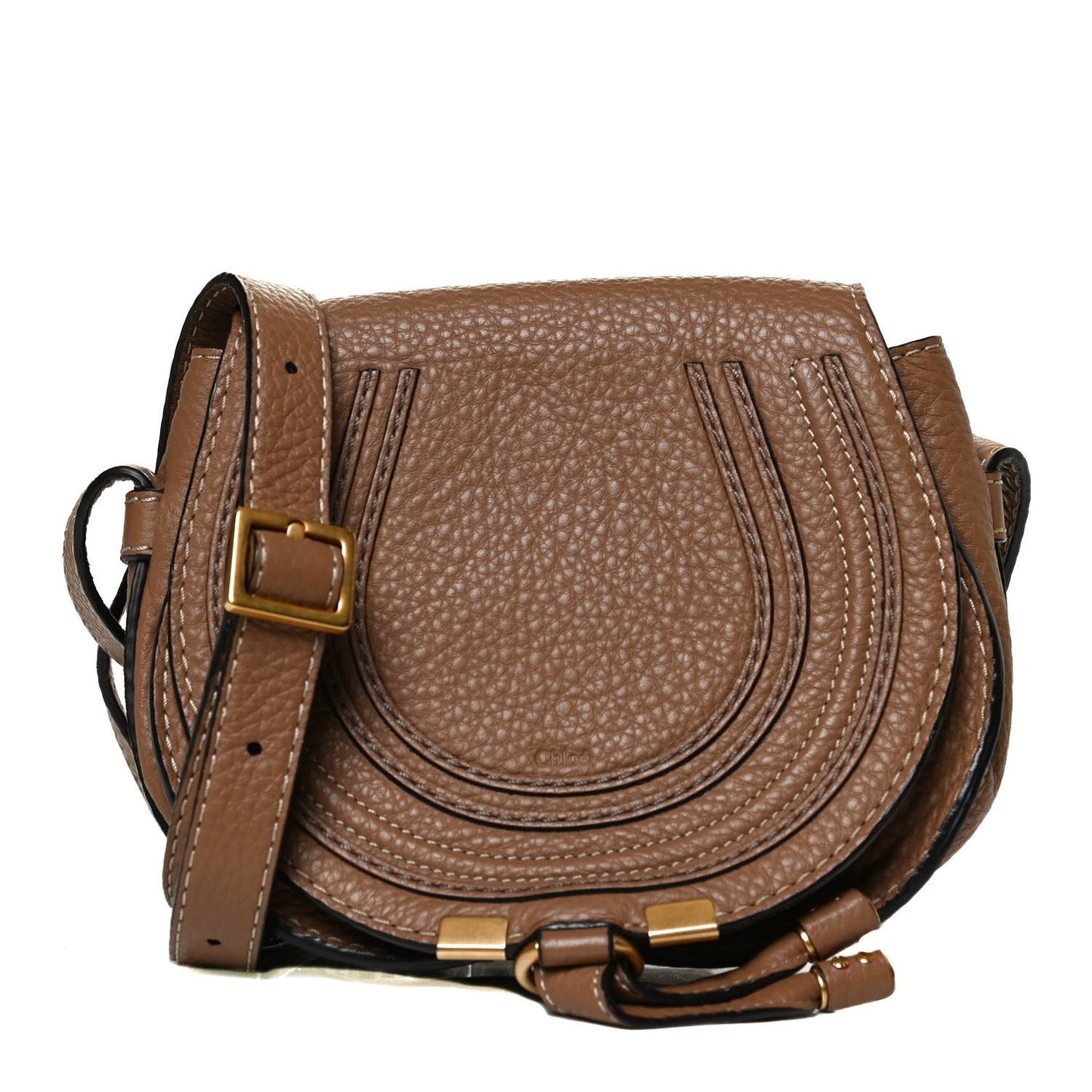 Calfskin Mini Marcie Round Crossbody Bag Nut