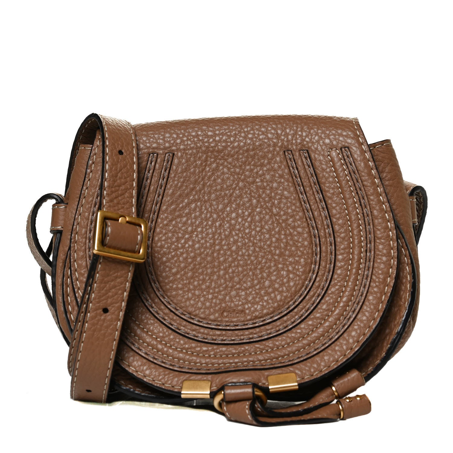Chloe Calfskin Mini Marcie Round Crossbody Bag Nut 1 of 11