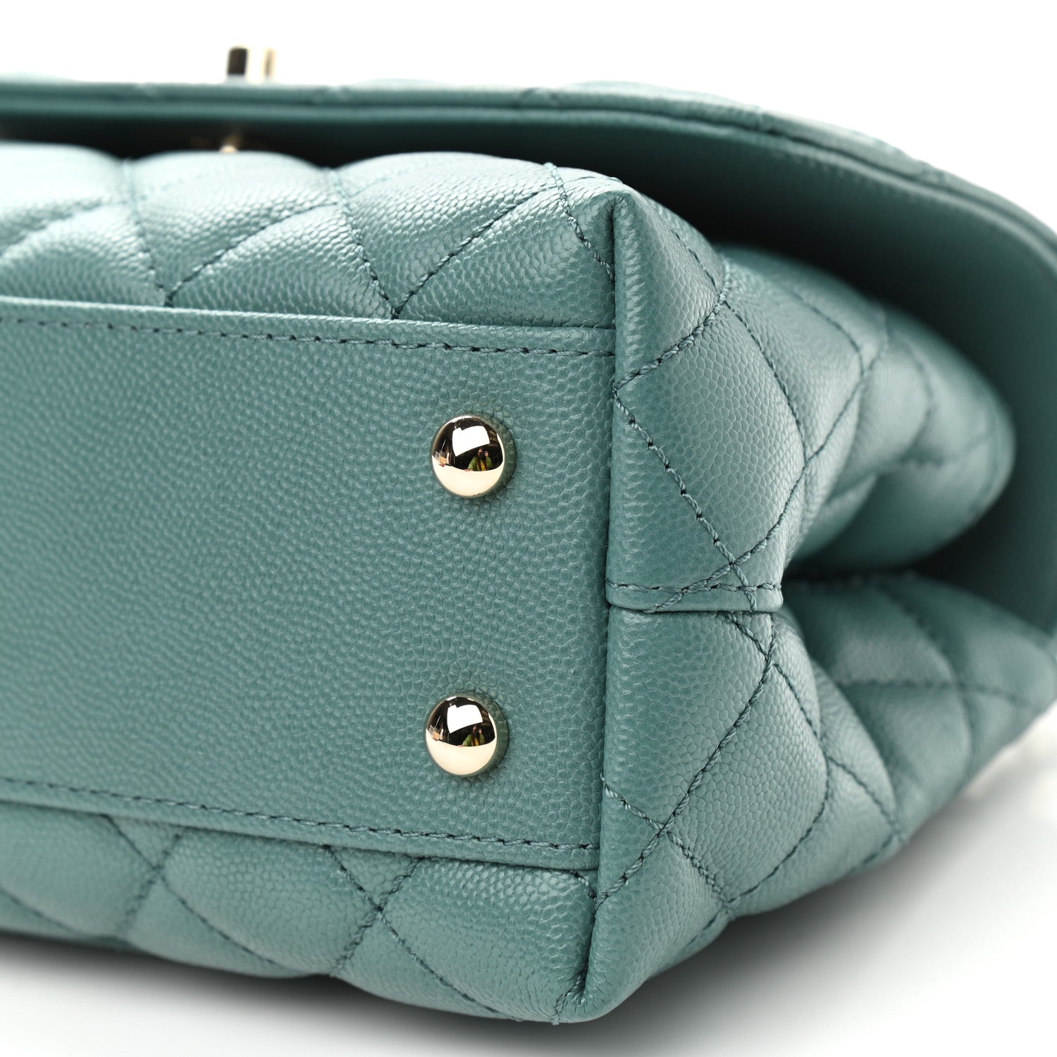 Chanel Caviar Quilted Lizard Embossed Mini Coco Handle Flap Green 9 of 9