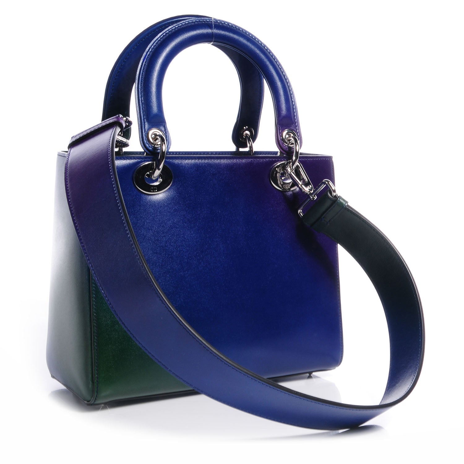 Christian Dior Box Calfskin Gradient Medium Lady Dior Purple Blue Green 3 of 8