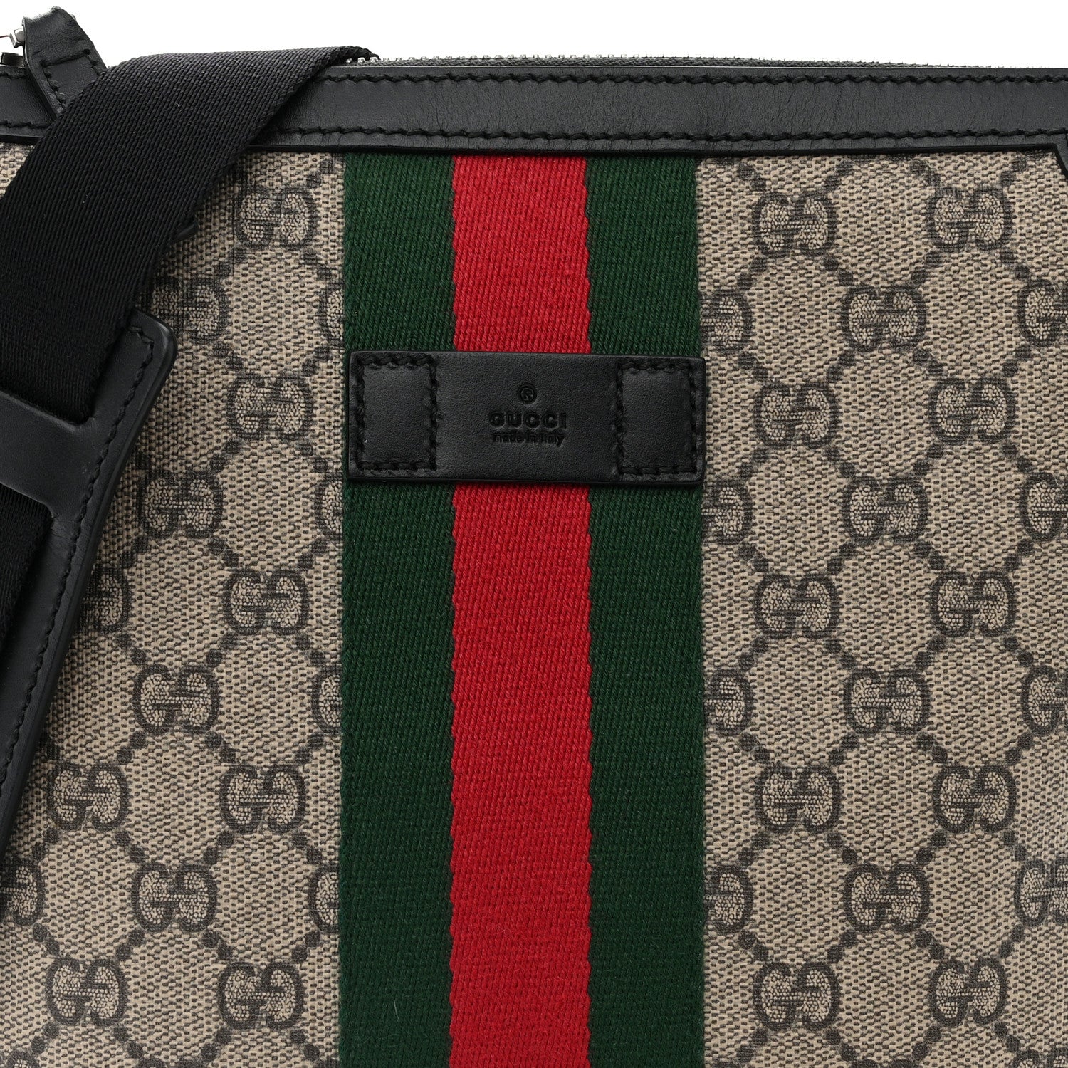 Gucci GG Supreme Monogram Web Messenger Bag Black 8 of 14