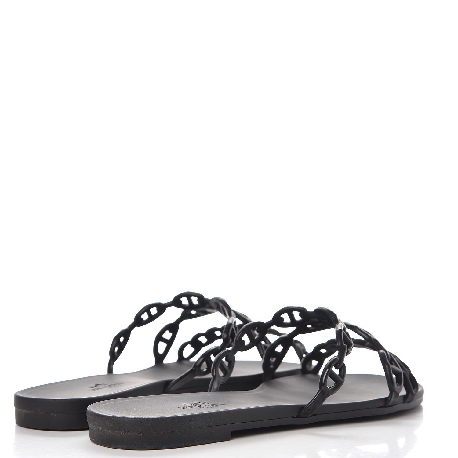 Hermes Rubber Chaine d'Ancre Rivage Sandals 37 Black 4 of 8