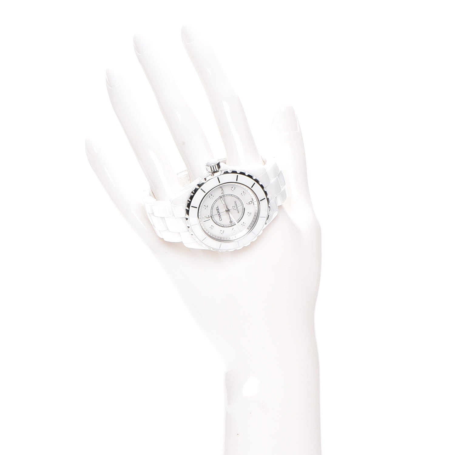 Chanel Stainless Steel Ceramic Diamond 38mm J12 Automatic Watch White 2 of 6