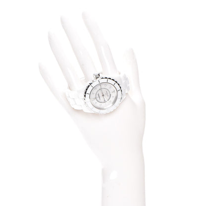Chanel Stainless Steel Ceramic Diamond 38mm J12 Automatic Watch White 2 of 6