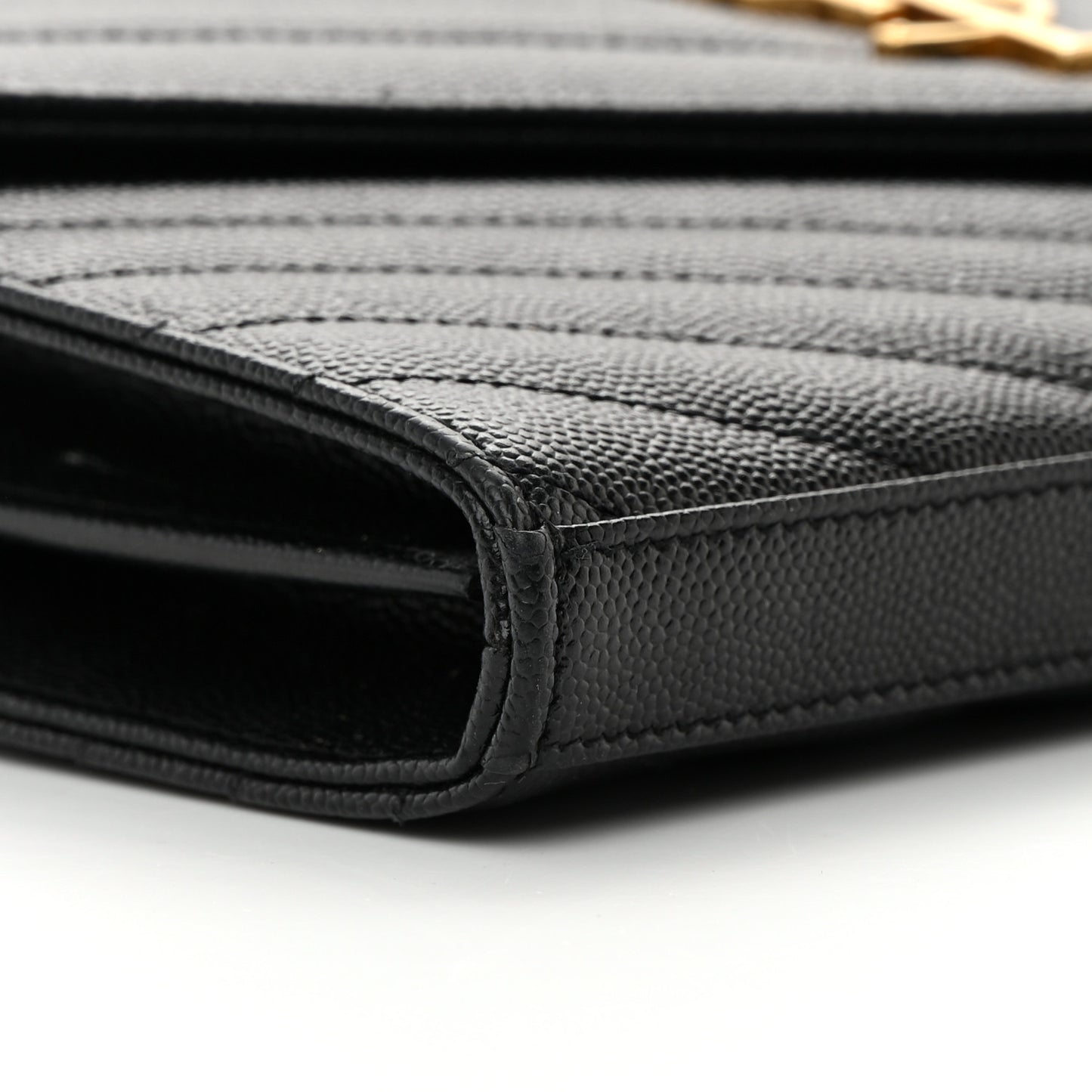 Grain De Poudre Matelasse Chevron Monogram Chain Wallet Black