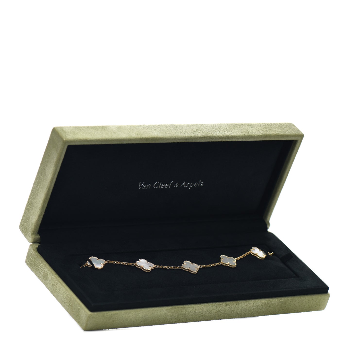 18K Yellow Gold Mother of Pearl 5 Motifs Vintage Alhambra Bracelet