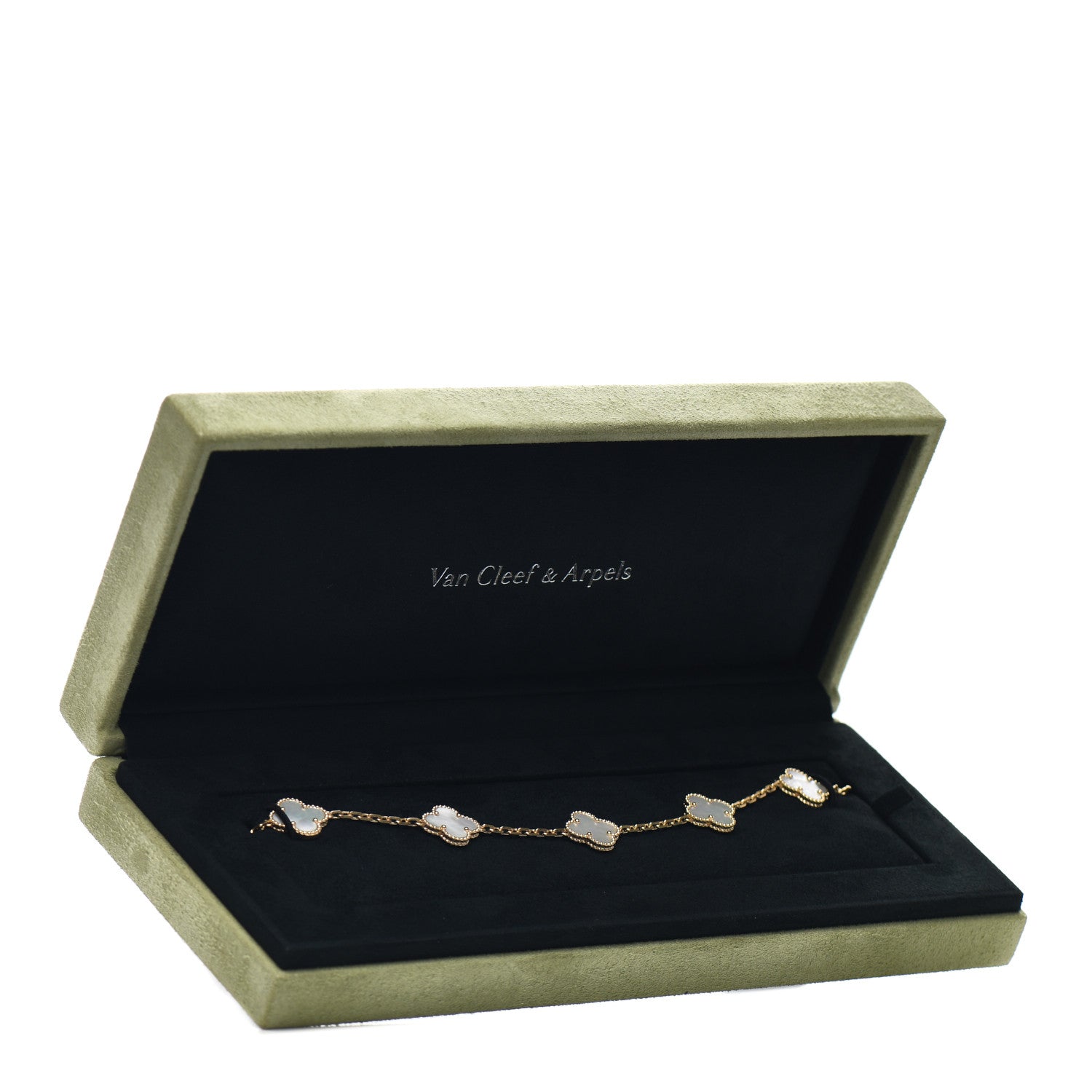 Van Cleef & Arpels 18K Yellow Gold Mother of Pearl 5 Motifs Vintage Alhambra Bracelet 4 of 4